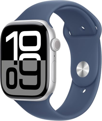 Apple Watch Series 10 [GPS, 42mm] - Jet Black Aluminum Case with Black Sport Band, S/M (Renewed Premium)
