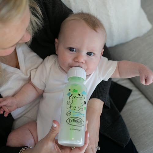 Dr. Brown's Natural Flow Anti-Colic Options+ Narrow Baby Bottle, Frog and Pig, 8 oz/250 mL, with Level 1 Slow Flow Nipple, BPA-Free, 0m+, 2-Pack