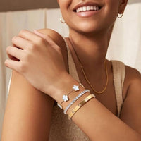 Ofertaza, MPRAINBOW Womens Stackable Floral Gold Bracelets - 3Pcs 18K Gold