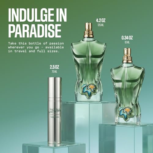 Jean Paul Gaultier Le Beau Paradise Garden Eau de Parfum for Men - Long Lasting Fresh Woody Aquatic Mens Cologne with Coconut Water, Green Fig & Sandalwood - Designer Fragrance Spray, 2.5 oz