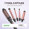Wavytalk 5 in 1 Curling Wand Set, Multi Curl, Curling Wand Set with Thermal Brush and 4 Interchangeable Ceramic Curling Wand(0.5”-1.25”), Instant Heat Up Wand Curling Iron (Rose Gold)