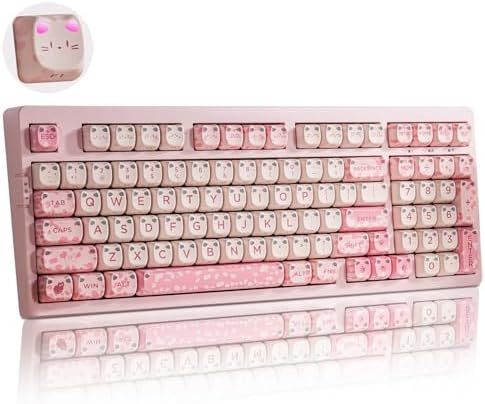 ZORNHER ZH980 Mechanical Keyboard Wireless,95% Pink Creamy Keyboard with Number Pad,Gaming Keyboard with Number Pad,Lighted Up PBT Keycaps,Creamy Sounding Linear Switches,Full Size