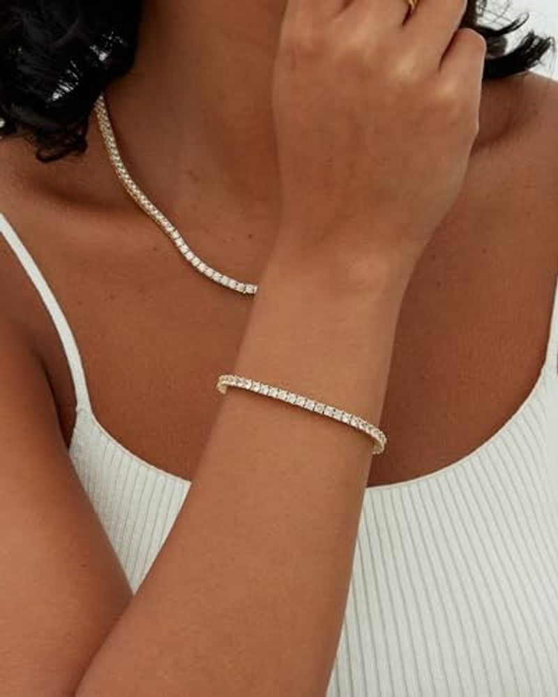 Ofertaza, PAVOI 14K Gold Plated 3mm Cubic Zirconia Classic