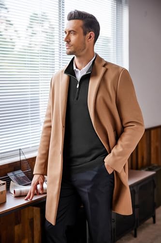 COOFANDY Sweaters con Cierre 1/4 para Hombre, Slim Fit Ligero, Cuello Mock, Pullover Polo Casual