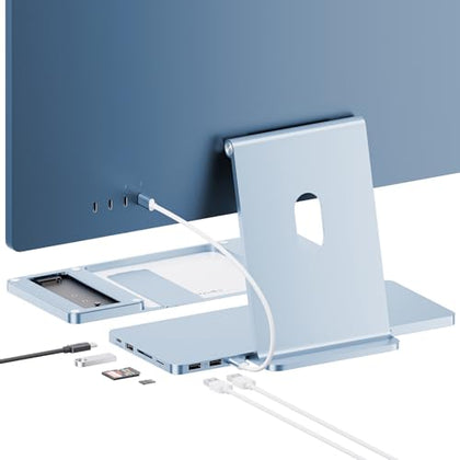 USB C Hub for iMac 24 inch 2021 2023 2024, 8 in 1 iMac USB Hub with M.2 SSD Expansion (SSD Not Included), USB A/C 3.2 10Gbps, 2 USB A 2.0, SD/TF, iMacM1 M3 M4 Slim Dock Accessories