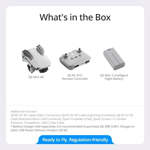 DJI Mini 4K, Drone With 4K UHD Camera, Under 249 g | 3-Axis Gimbal, 10km Video Transmission, Auto Return, Wind Resistance, 31-Min Flight Time, Intelligent Flight