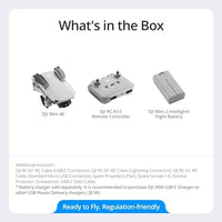 DJI Mini 4K, Drone With 4K UHD Camera, Under 249 g | 3-Axis Gimbal, 10km Video Transmission, Auto Return, Wind Resistance, 31-Min Flight Time, Intelligent Flight