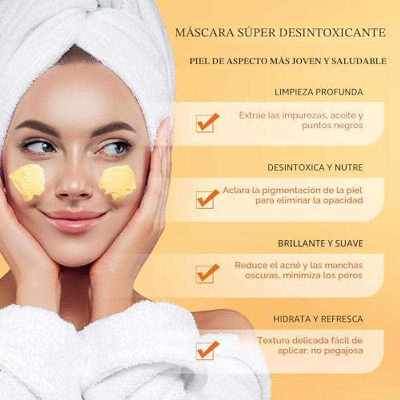 SHVYOG Máscara de arcilla de cúrcuma con vitamina C con arcilla de caolín para piel opaca y propensa a manchas, máscara facial de limpieza profunda, máscaras faciales para el cuidado de la piel para controlar el aceite y refinar poros 5.29 oz 5.29 oz