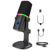 XLR/USB Dynamic Microphone for Gaming Podcast,Mic for iPhone Phone PC Computer Gaming Streaming Microphone with RGB Light,Mute Button,Mic Gain,Headphones Jack,Desktop Stand,Singing YouTube