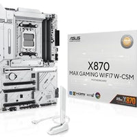 ASUS X870 MAX GAMING WIFI7 W AMD AM5 ATX Motherboard, 8-layer White PCB, 12+2+1 80A DrMOS, DDR5, PCIe 5.0 x16 Q-Release, 3x M.2, Wi-Fi 7 Q-Antenna, USB4® Type-C®, 2.5Gb LAN, BIOS FlashBack™, Aura Sync