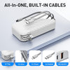 USB C Portable Charger Plug in Wall 10000mAh Power Bank Fast Charging 27W Portable Charger with Built in Cable Phone Portable Charger for iPhone Samsung Android, White
