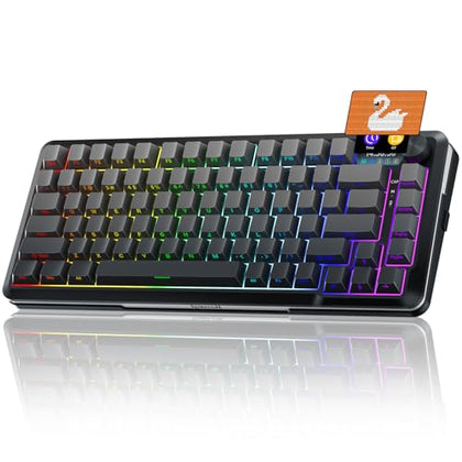 Redragon Wireless Mechanical Keyboard, Gasket RGB Gaming Keyboard with Screen & Knob, 3-Modes (Bluetooth/2.4G/Wired) 81 Custom Keys, Thick Pre-Lubed Linear Switch, Side Printed PBT Keycaps, K708GG-Pro