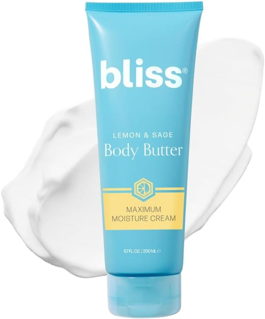 Bliss Mantequilla Corporal de Limón y Salvia - Aroma Icónico con Manteca de Karité y Aceite de Coco para Hidratación Máxima de Larga Duración - Loción Corporal para Piel Suave y Tersa - Vegana y Libre
