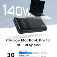INIU 140W Laptop Power Bank, Flight-Safe 27000mAh High Capacity Portable Charger with USB C Cable, Digital Display Phone Charger, 3 Ports Travel External Battery Pack for MacBook iPad Steam Deck etc