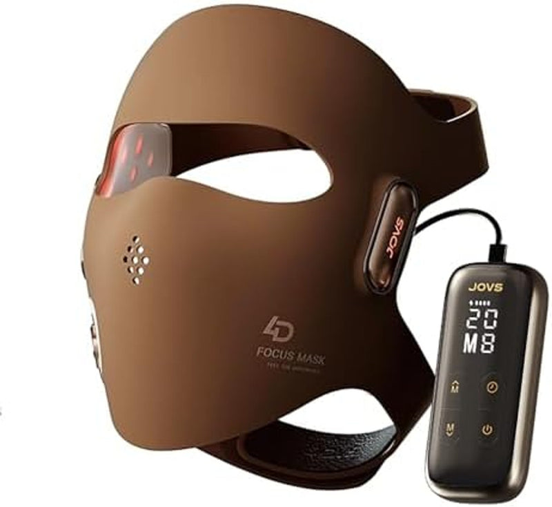 JOVS Máscara de terapia de luz láser 4D – Terapia de luz roja para cara, terapia de luz con máscara facial LED, 6 veces más potente que LED, tecnología FPT, 4 longitudes de onda, antienvejecimiento
