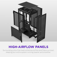 NZXT H2 Flow – Mini-ITX 20.7L High Airflow PC Case – Includes 2 x 120mm Top Fans & PCIe 5.0 Riser Cable – 331mm GPU – 280mm Radiator – Black