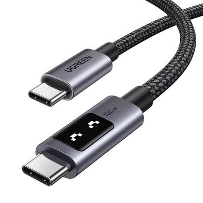 UGREEN Uno USB C to USB C Cable 100W Fast Charging Cable Type C Charging Cord with LED Display for iPhone 16/16 Plus/16 Pro/16 Pro Max/15, MacBook Pro/Air, iPad Pro/Air, Galaxy S24 Ultra 6.6FT Black