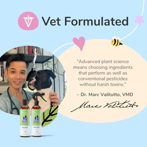 kin+kind Natural Flea and Tick Prevention for Dogs – Non-Greasy Coat Spray, Vet-Formulated, Lavender, 12 fl oz