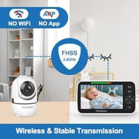HelloBaby No WiFi Baby Monitor Camera and Audio HB6550, 5" Video Screen