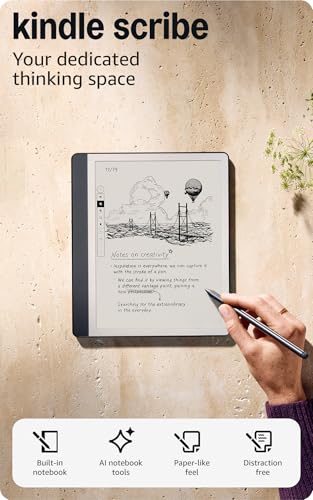 Amazon Kindle Scribe (16GB) - Your notes, documents and books, all in one place. With built-in AI notebook summarization. Includes Premium Pen - Tungsten