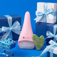 BAIMEI IcyMe - Rodillo de hielo para cara y juego de herramientas faciales Gua Sha, rodillo facial de hielo que reduce la hinchazón, alivia las migrañas, herramientas para el cuidado de la piel