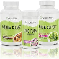 NaturalSlim Gut Cleanse Support Supplements Bundle - Candiseptic Kit Anti Overgrowth, Gut & Colon Cleansing 242 Capsules Total - 28 Days Cleansing Program Formulated by Frank Suarez (1 Pack)