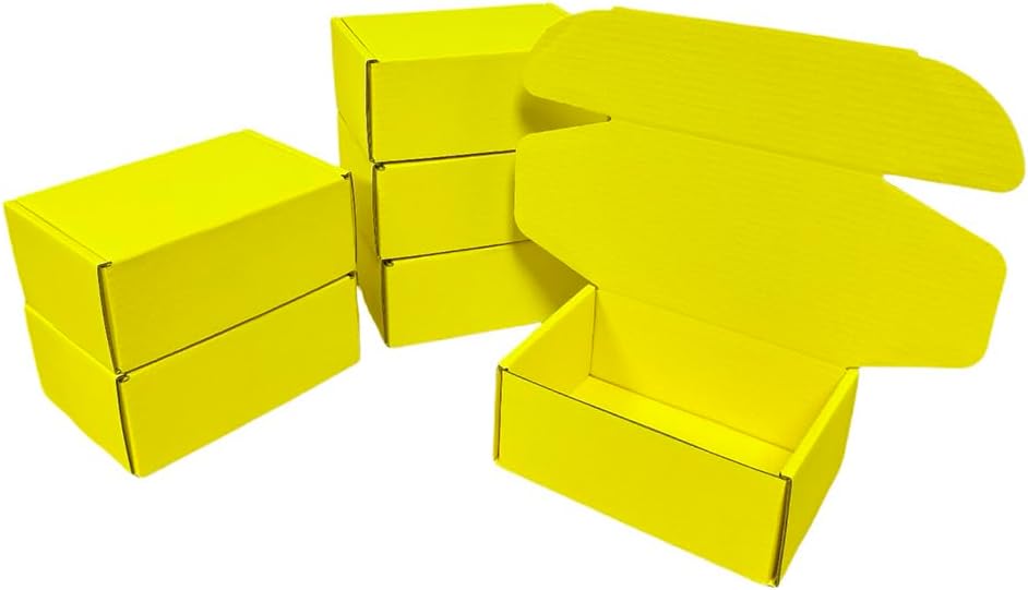 50 Pack 4.3x3.1x2 in Lemon Yellow Mini Shipping Boxes