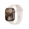 Apple Watch Series 10 [GPS + Cellular 42mm case] Smartwatch with Gold Titanium Case with Starlight Sport Band - S/M. Fitness Tracker, ECG App, Always-On Retina Display, Water Resistant