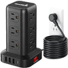 PD 20W USB C Surge Protector, Mini Power Strip Tower Travel 12 AC 4 USB Power Strip with USB Ports 10FT Overload Protection for Home Office