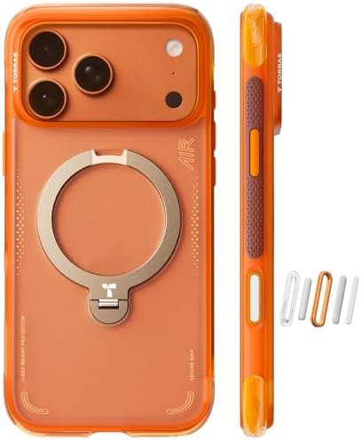 TORRAS Ostand Q3 Air for iPhone 17 Pro Max Case with 360 Magnetic Stand, Fit for MagSafe, Mil-Grade Drop Tested, Camera Control Button, Shockproof Phone Case for iPhone 17 Pro Max 6.9", Horizon Orange