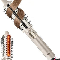 TYMO STYLUX PRO Thermal Brush Curling Brush, 1.5 Inch Heated Round Volumizer, Hair Straightener and Curler 2 in 1, 800M Negative Ion for Smoother, LCD Display, 5 Temp, Dual Voltage, Gold