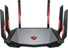 MSI Radix AXE6600 WiFi 6E Tri-Band Gaming Router, AI QoS, RGB, 1.8GHz Quad-Core Processor, MU-MIMO, Gigabit Wireless, 8-Stream, High Speed Long Range