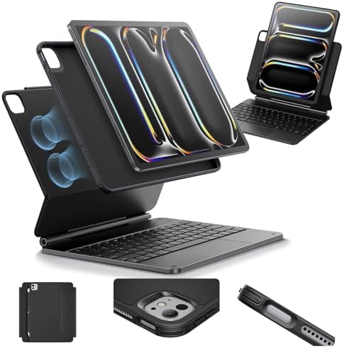 ESR iPad Pro 11 Inch Case with Keyboard (M5/M4, 2025/2024), iPad Pro 11(5th) Keyboard Case with Easy-Set Magnetic Stand, Portrait/Landscape Modes, Removable Protective Case, Rebound 360 Series, Black