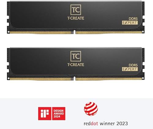 TEAMGROUP T-Create Expert Overclocking 10L DDR5 32GB Kit (2 x 16GB) 6000MHz (PC5-48000) CL38 Intel XMP 3.0 & AMD EXPO Compatible Desktop Memory Module Ram - CTCED532G6000HC38ADC01
