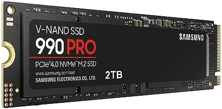 Samsung 990 PRO SSD 2TB NVMe M.2 PCIe Gen4, M.2 2280 Internal Solid State Hard Drive, Seq. Read Speeds Up to 7,450 MB/s for High End Computing, Gaming, and Heavy Duty Workstations, MZ-V9P2T0B/AM