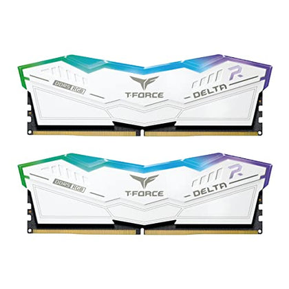 TEAMGROUP T-Force Delta RGB DDR5 Ram 32GB (2x16GB) 6000MHz PC5-48000 CL38 Intel XMP 3.0 & AMD Expo Compatible Desktop Memory Module Ram White FF4D532G6000HC38ADC01
