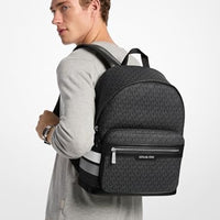 Ofertaza, Michael Kors Malone Backpack, Silver-Tone Hardware/Storm Signature Stripe