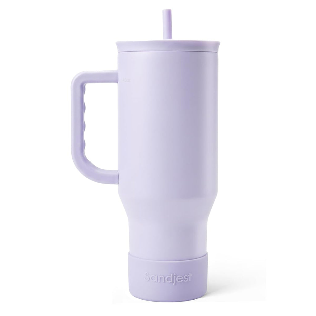 SANDJEST Purple 40oz Tumbler with Handle and Straw, Insulated Stainless Steel Travel Coffee Mug for Women Girls, Gift Idea for Birthday Christmas Mothers Day