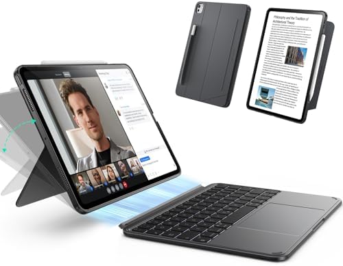 ESR for iPad Pro 13" Case with Keyboard (M5/M4, 2025/2024), Magnetic Detachable Keyboard, Portrait/Landscape Modes, Large Click-Anywhere Trackpad, Backlit Keys, Shift Series, Dark Gray
