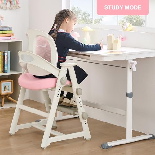 Ergonomic Kids' Study Chair, Height Adjustable Kids Desk Chair for Boys Girls,Comfortable for Teenagers Playing, Drawing, Ideal Gift for Children,Students(Pink)