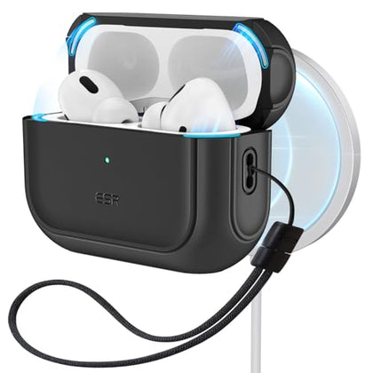 ESR for AirPods Pro 2 Case (HaloLock), Compatible with Airpods Pro Case 2nd / 1st Generation (2023/2022/2019), Compatible with MagSafe, Full Drop Protection Cover with Lanyard, Black