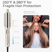 TYMO STYLUX PRO Thermal Brush Curling Brush, 1.5 Inch Heated Round Volumizer, Hair Straightener and Curler 2 in 1, 800M Negative Ion for Smoother, LCD Display, 5 Temp, Dual Voltage, Gold