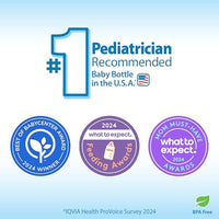 Dr. Brown's Natural Flow Anti-Colic Options+ Narrow Baby Bottle, Frog and Pig, 8 oz/250 mL, with Level 1 Slow Flow Nipple, BPA-Free, 0m+, 2-Pack