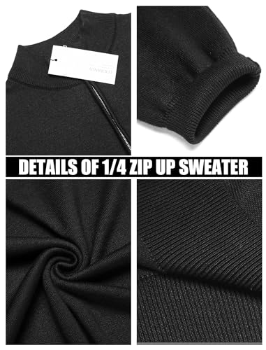 COOFANDY Sweaters con Cierre 1/4 para Hombre, Slim Fit Ligero, Cuello Mock, Pullover Polo Casual