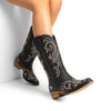 DREAM PAIRS Women's Cowboy Boots Mid Calf Cowgirl Boots Square Toe Chunky Heel Embroidery Stitched Western Boots