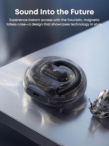 Soundcore V40i by Anker, Open-Ear Headphones, Clear Design, Lidless Case, 4 Adjustable Positions for Every Ear Size, Richer Bass, IP55, 21H Playtime, AI Clear Calls, Bluetooth 5.4, App Control