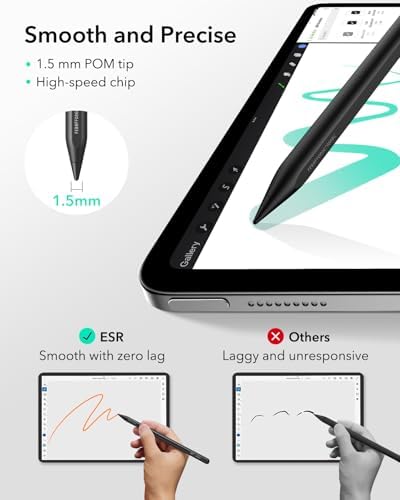 ESR Geo Digital iPad Pencil for iPad 2018-2026, Find My, Easy Shortcuts | Work with Apple Find My, for iPad (A16) 11/10/9/8 Gen & Air 13/11 & Pro 12.9/13/11 & Mini 7/6/5, Black (No Wireless Charging)
