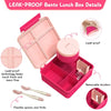 Bento Lunch Box with 8oz Soup Thermo, Leak-Proof Lunch Containers with 4 Compartment, Thermo Hot Food Jar and Insulated Lunch Box for School Pink