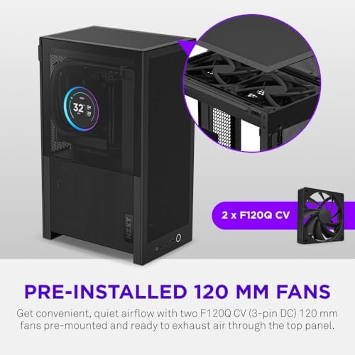 NZXT H2 Flow – Mini-ITX 20.7L High Airflow PC Case – Includes 2 x 120mm Top Fans & PCIe 5.0 Riser Cable – 331mm GPU – 280mm Radiator – Black