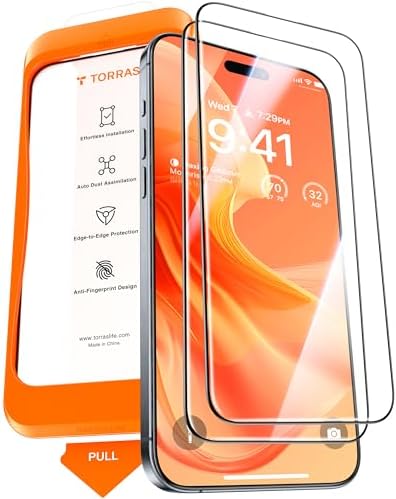 TORRAS for iPhone 17 Pro Max Screen Protector [12Ft Military-Grade Shatterproof] [9H+ Aerospace Tempered Glass] Anti-Scratch Full Coverage Fit Screen Protector 17 ProMax 6.9" 2-Pack